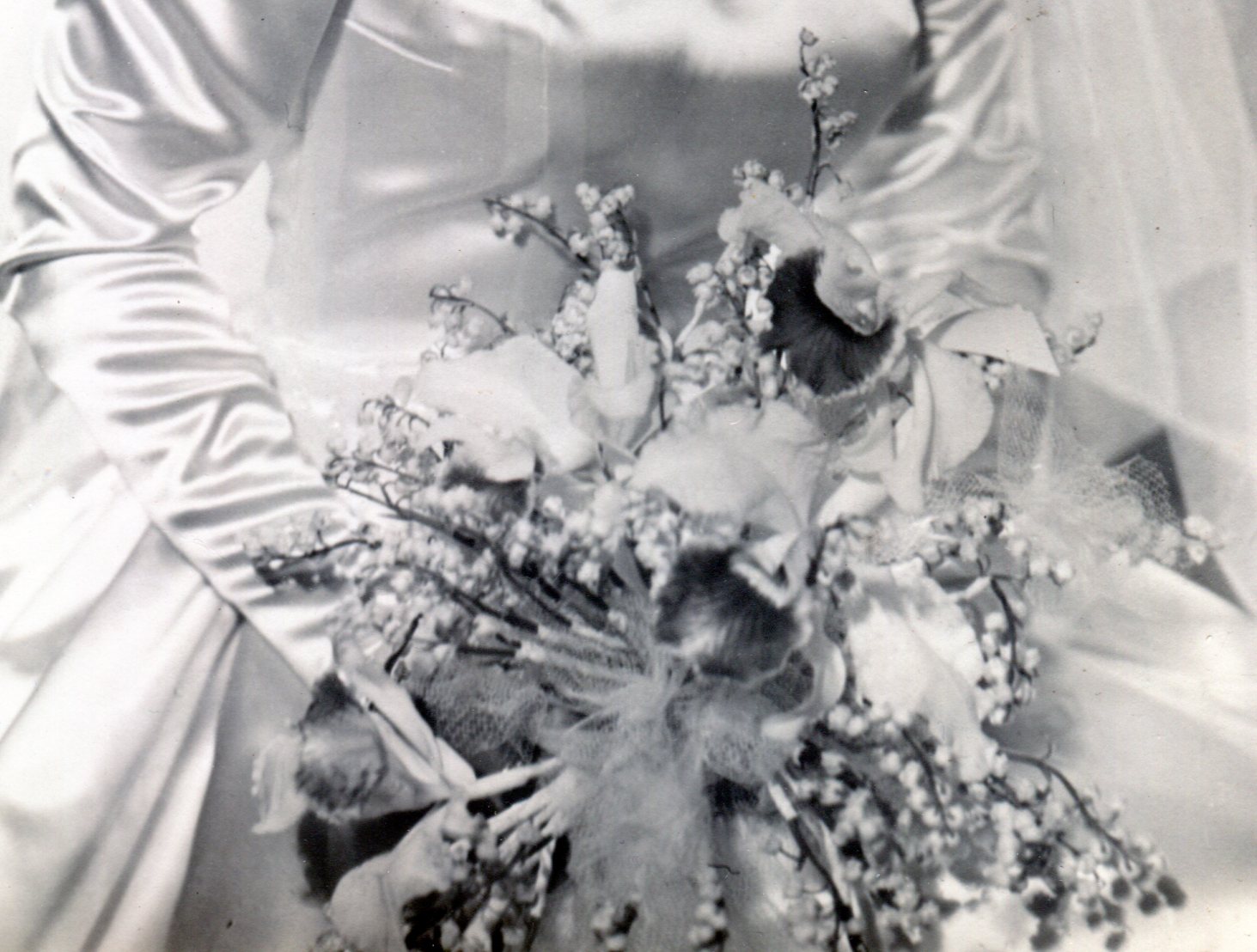 Bridal bouquet of 3 large orchids with branches of small flowers