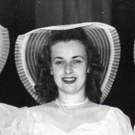 Close up of Bridesmaid showing large brimmed hat
